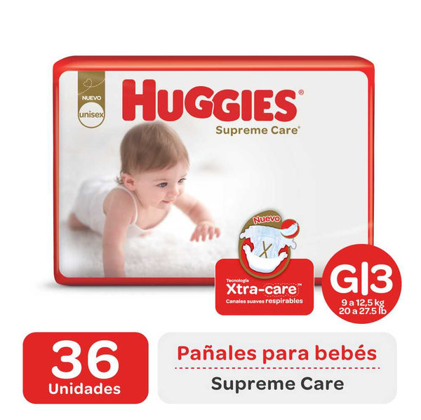 36 Units of Huggies Supreme Care G Diapers with Xtra-Care Technology & Fun Designs
