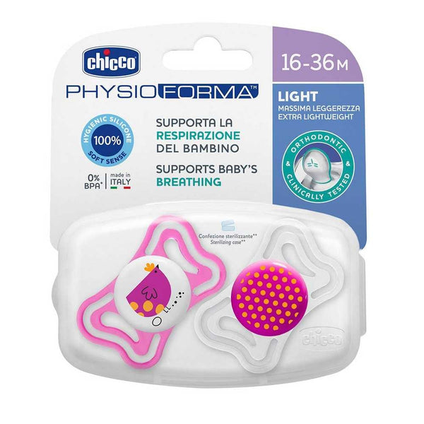 Chicco Physiolight 16-36M Pink Pacifier | Anatomic Shape for Comfort | BPA Free | Air Circulation System | Hypoallergenic