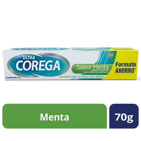 Corega Ultra Cream Mint Flavor Adhesive for Dental Prosthetics | 70Gr / 2.46Oz | Alcohol Free, Odorless, Non-Toxic and Safe