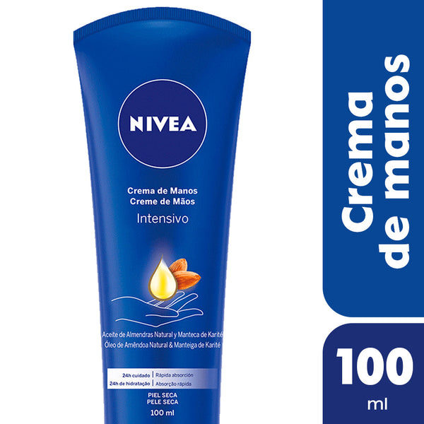NIVEA Hand Cream Intensive Care Almond Oil | 100ml / 3.38fl Oz | Long Lasting Moisture & Non-Greasy Formula