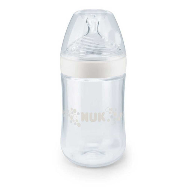 Nuk Nature Sense 6-18M White Bottle (260ml / 8.79fl Oz) - Ergonomic Shape, Easy Filling & Cleaning