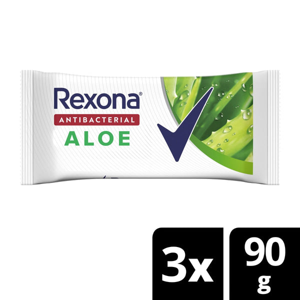 Rexona Antibacterial Aloe Bar Soap (270Gr/9.12Oz) - pH Balanced, Soap-Free, Vitamin E & Fragrance-Free